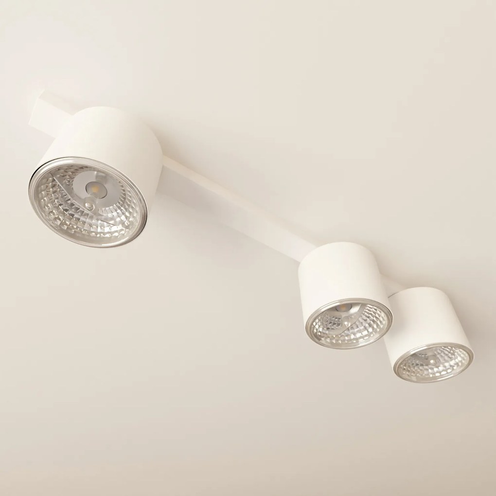 Plafoniera Moderna 3 Luci Faretti Ptah In Acciaio Bianco