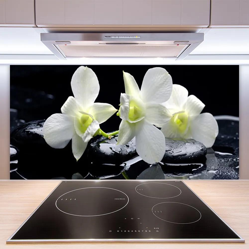 Pannello retrocucina Fiore di orchidea bianca 100x50 cm