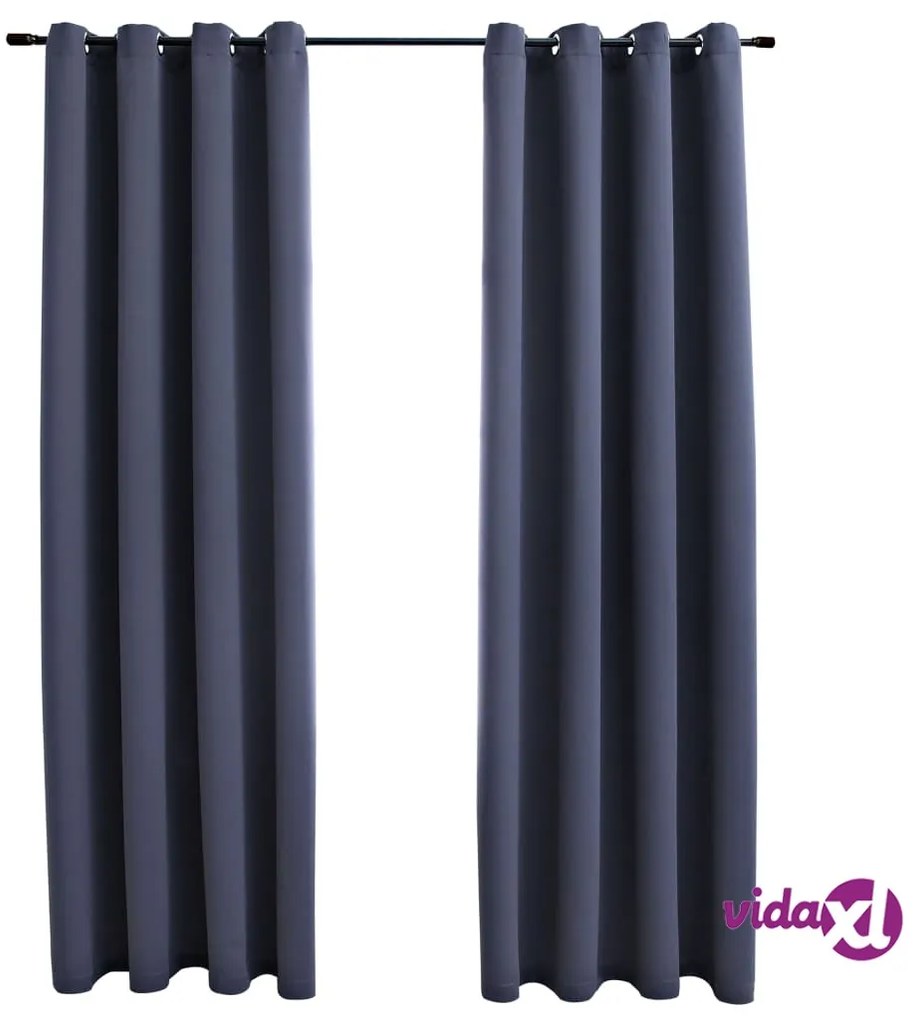 vidaXL Tende Oscuranti con Anelli in Metallo 2 pz Antracite 140x175 cm