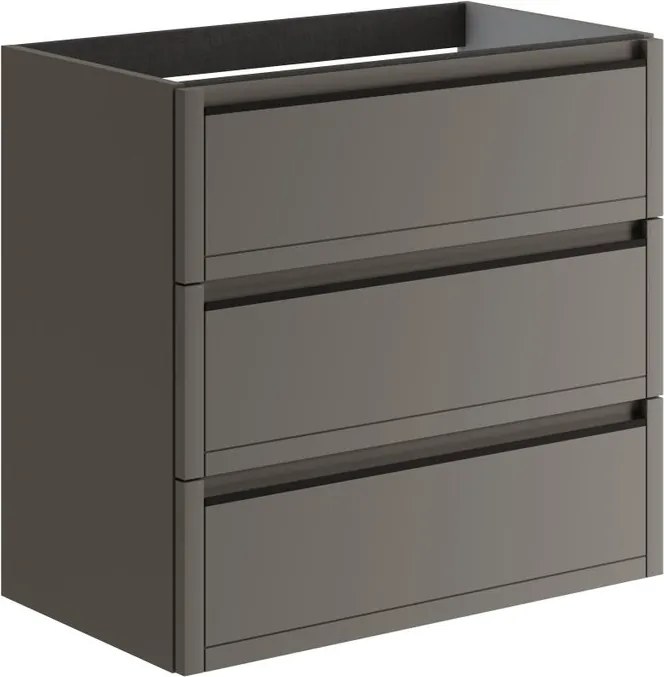 Mobile da bagno sospeso sotto lavabo L 79.5 x H 78 x P 45.5 cm grigio opaco, 3 cassetti TRATTO