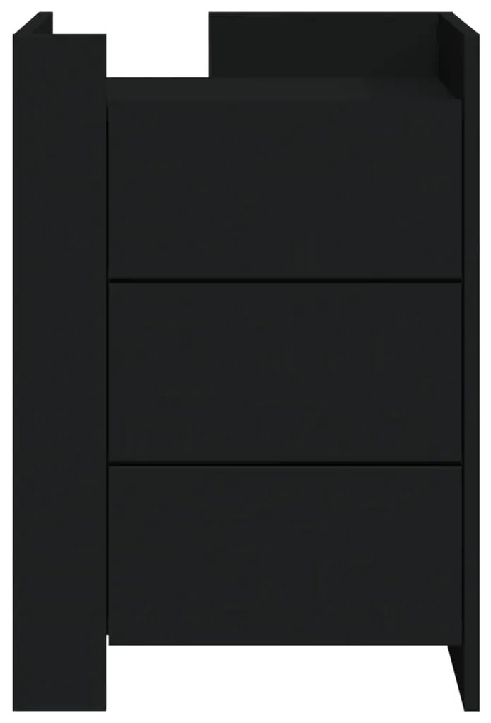 Comodino nero 45x50x65 cm in legno multistrato