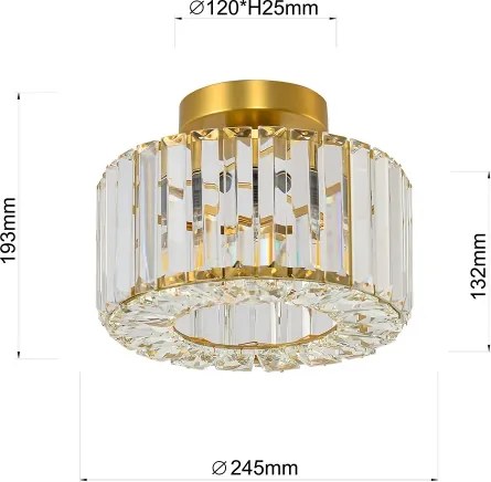 Plafoniera VETRO 1xE27/15W/230V Ø 24,5 cm dorata