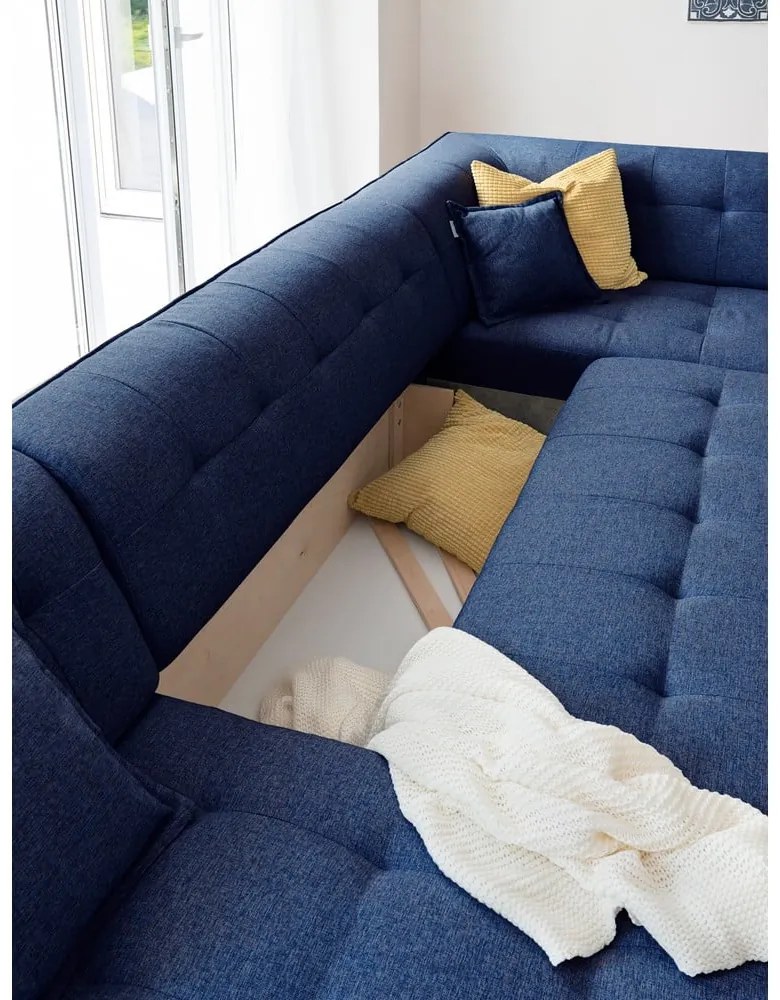 Divano letto a U blu navy, angolo destro Dazzling Daisy - Miuform