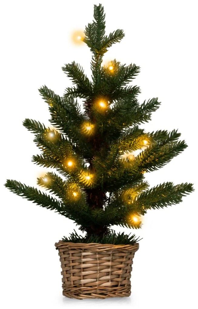 Costway Albero di Natale pre-illuminato con 96 rametti 20 luci LED timer, Albero Natale mini artificiale da tavolo 53cm