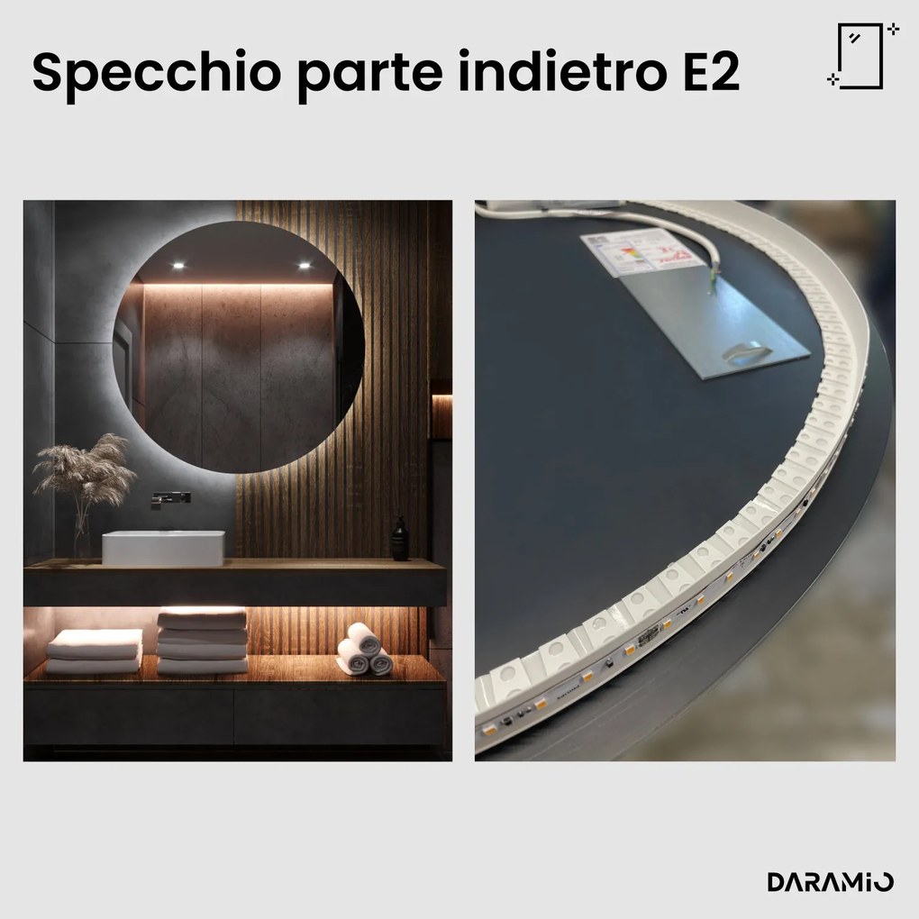Specchio rotondo con luce LED E2