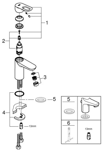 GROHE 32854000 - Miscelatore per lavabo BAULOOP, cromo lucido
