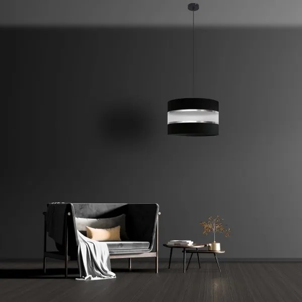 Lampadario a sospensione con filo HELEN 1xE27/15W/230V diametro 35 cm nero/argento