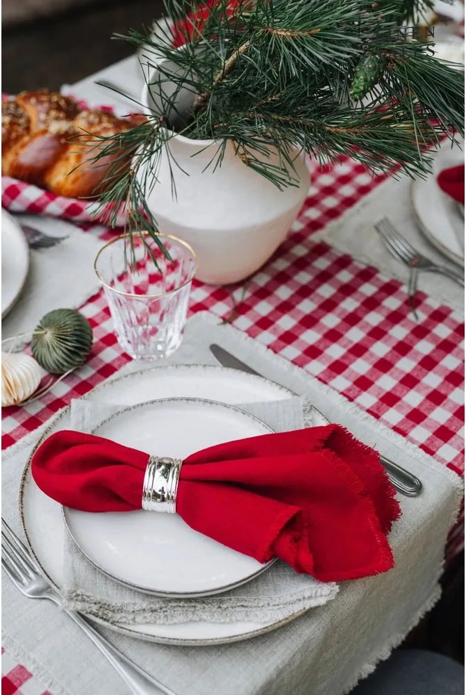 Tovaglia di lino 140x200 cm Red Gingham - Linen Tales