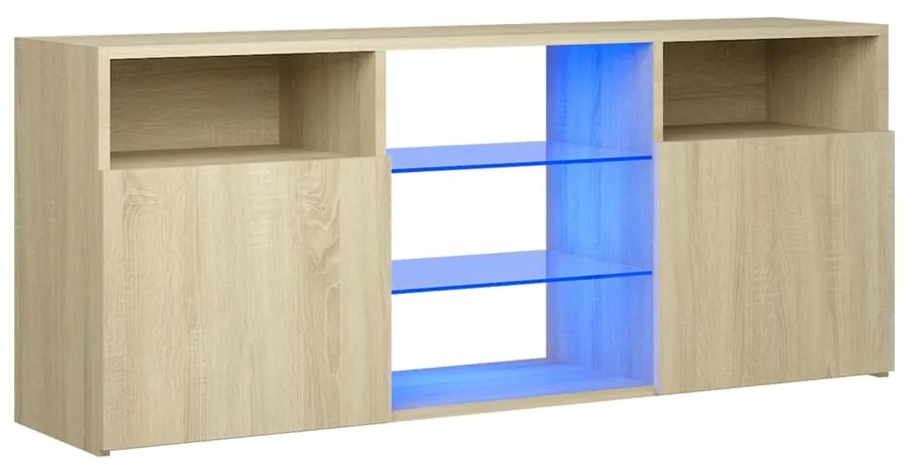 Mobile porta tv con luci led rovere sonoma 120x30x50 cm