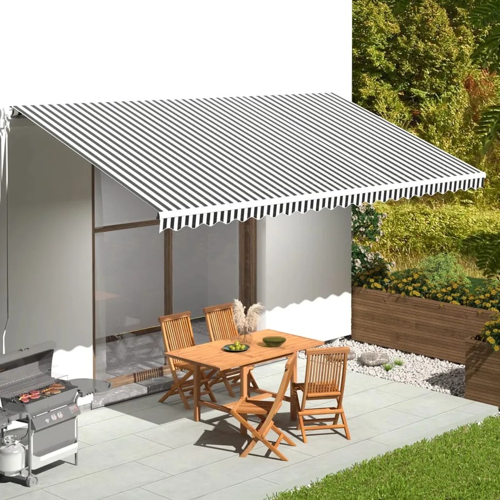 Tessuto Di Ricambio Per Tenda Da Sole Antracite E Bianco 6x3 M /