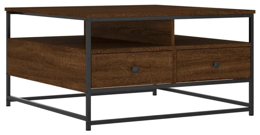 Tavolino da salotto rovere marrone 80x80x45cm legno multistrato