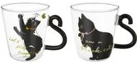 Set 2 tazze in vetro 300 ml gatto