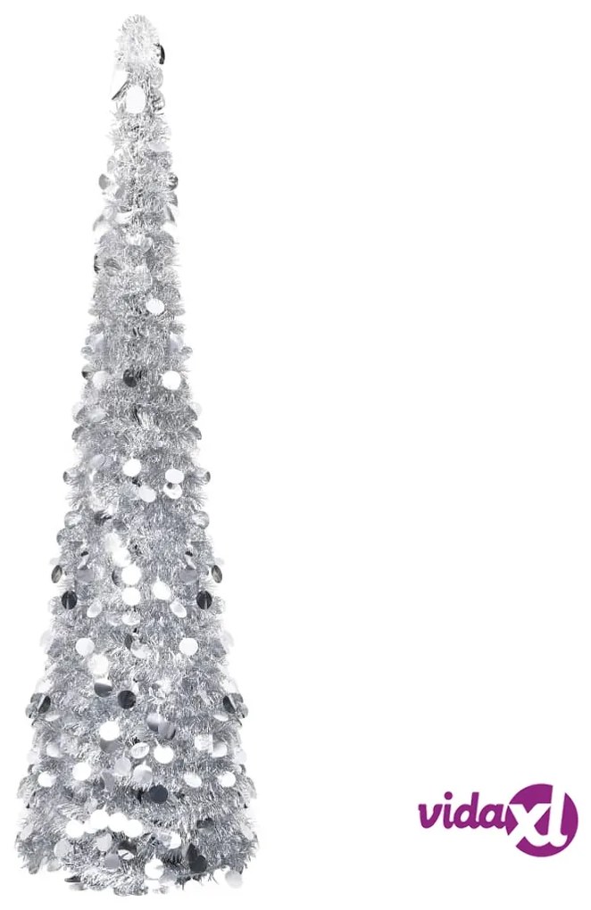 vidaXL Albero di Natale Artificiale Apribile Argento 180 cm PET