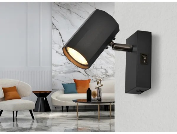 Globo 57918-1B - Faretto da parete JAMES 1xGU10/25W/230V nero