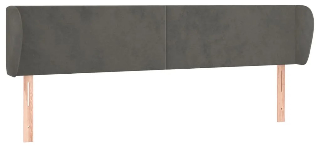 Testiera ad orecchio grigio scuro 163x23x78/88 cm in velluto