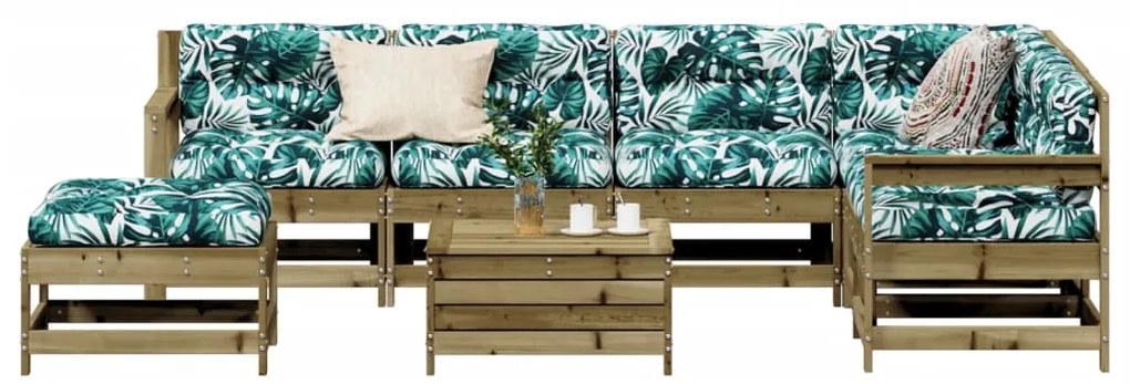 Set divani da giardino 8pz con cuscini legno impregnato di pino