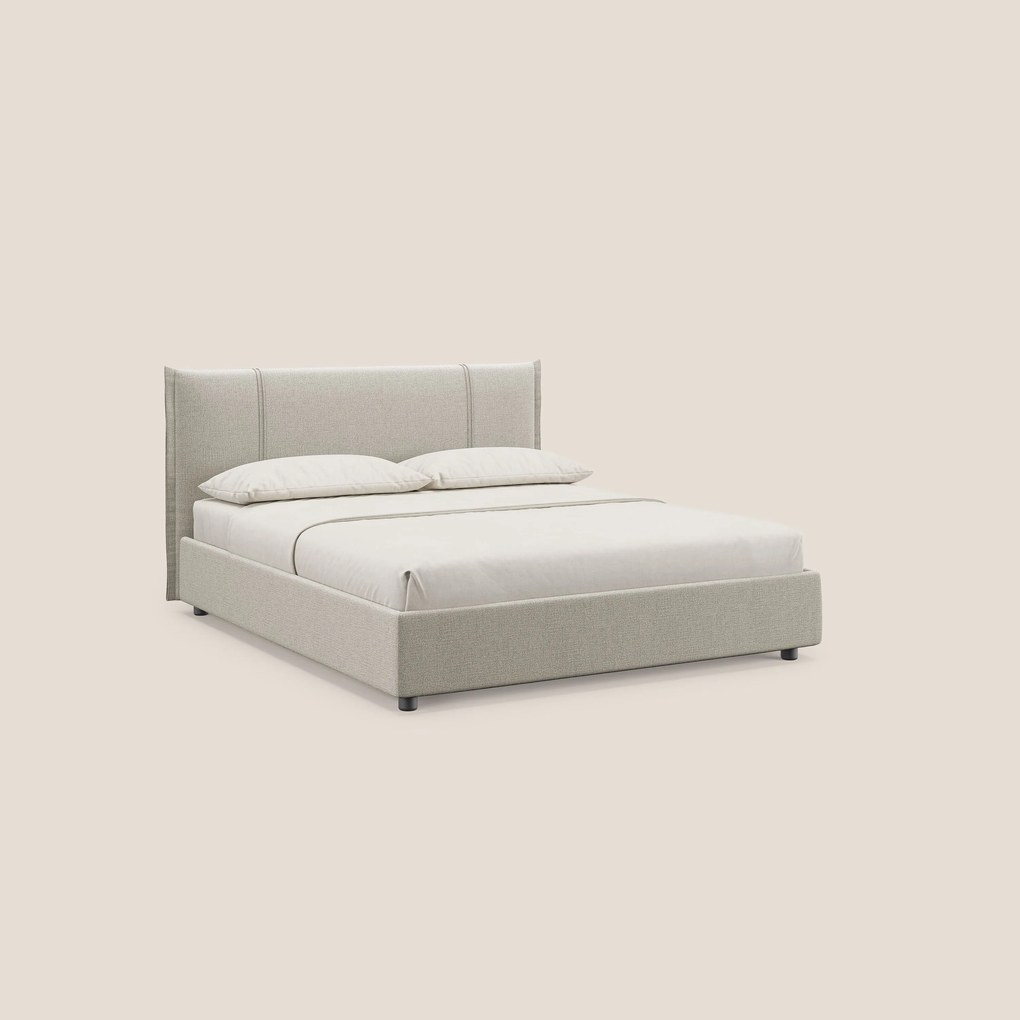 Alicia letto imbottito con vano contenitore in tessuto impermeabile T14 tortora
