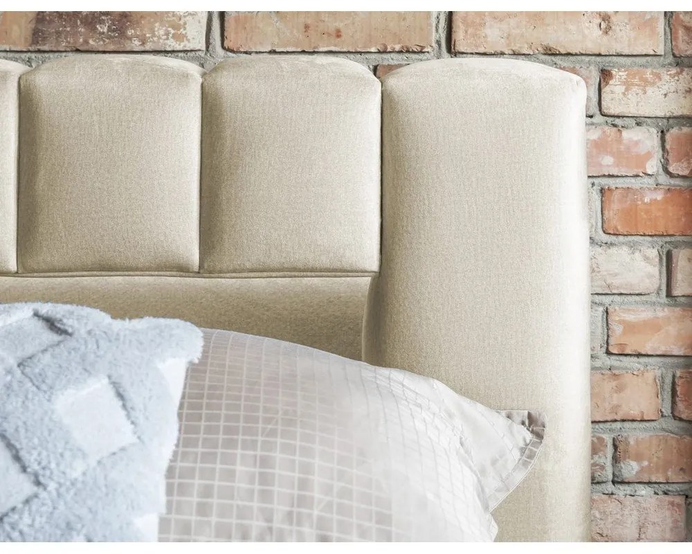 Letto matrimoniale imbottito beige con contenitore con rete inclusa 180x200 cm Lamica – ELTAP