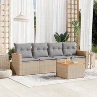 Set Divano da Giardino 5 pz con Cuscini Beige Misto Polyrattan 3225779