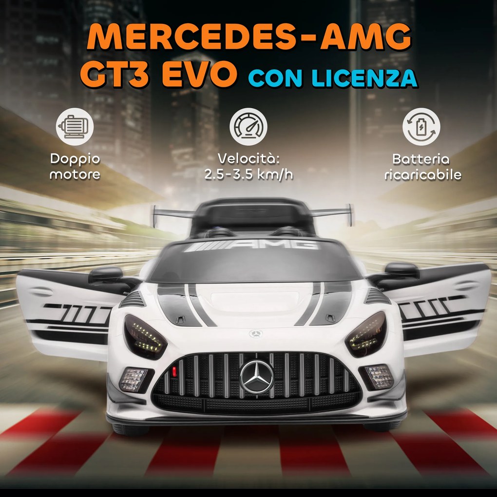 Macchina Elettrica Bambini 3-8 Anni Licenza Ufficiale Mercedes AMG 12V con Telecomando Luci LED Bianco...