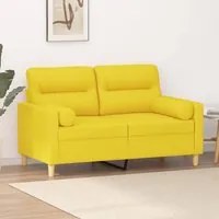 Divano a 2 Posti con Cuscini Giallo Chiaro 120 cm in Tessutocod mxl 70952