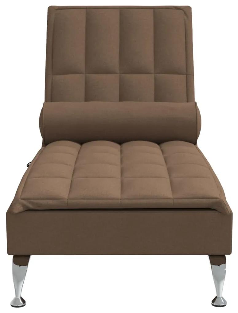 Chaise longue massaggi con capezzale marrone in tessuto