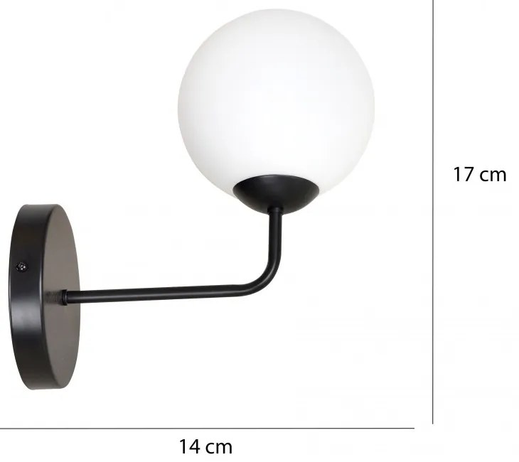 Applique da Parete in Acciaio e Vetro PREGOS K1 Nero/Bianco E14 Colore del corpo Nero