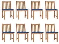 Sedie da Giardino con Cuscini 8 pz in Legno Massello di Teak 3073152