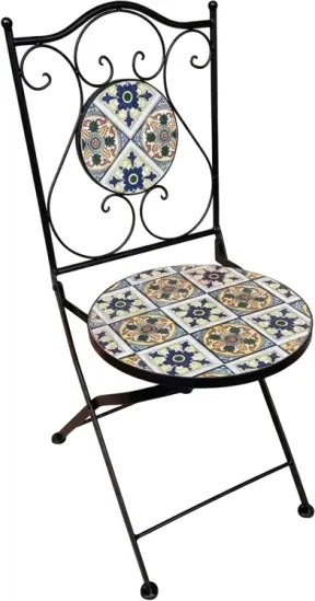 Set Bistrot Tavolo Maioliche D60xH75 Con 2 Sedie Pieghevoli Fiocco