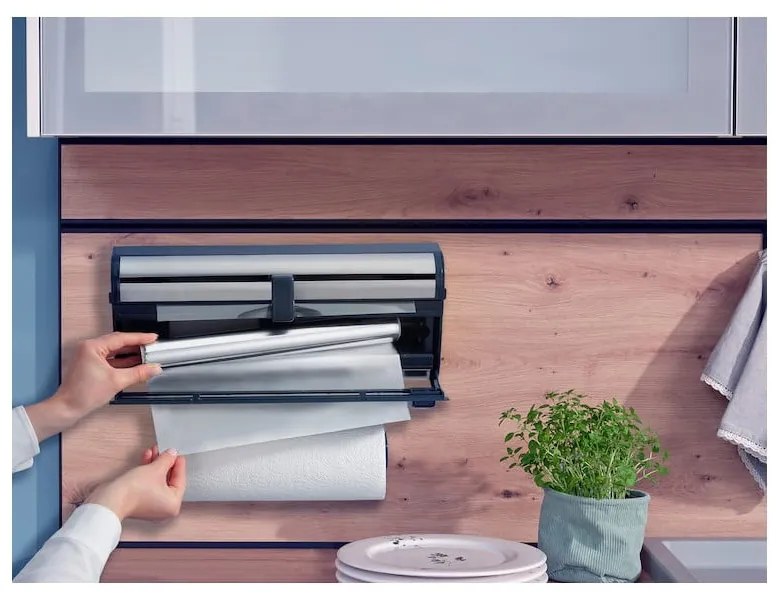 Porta pellicola e alluminio da parete da parete argentato in metallo Parat Royal – LEIFHEIT