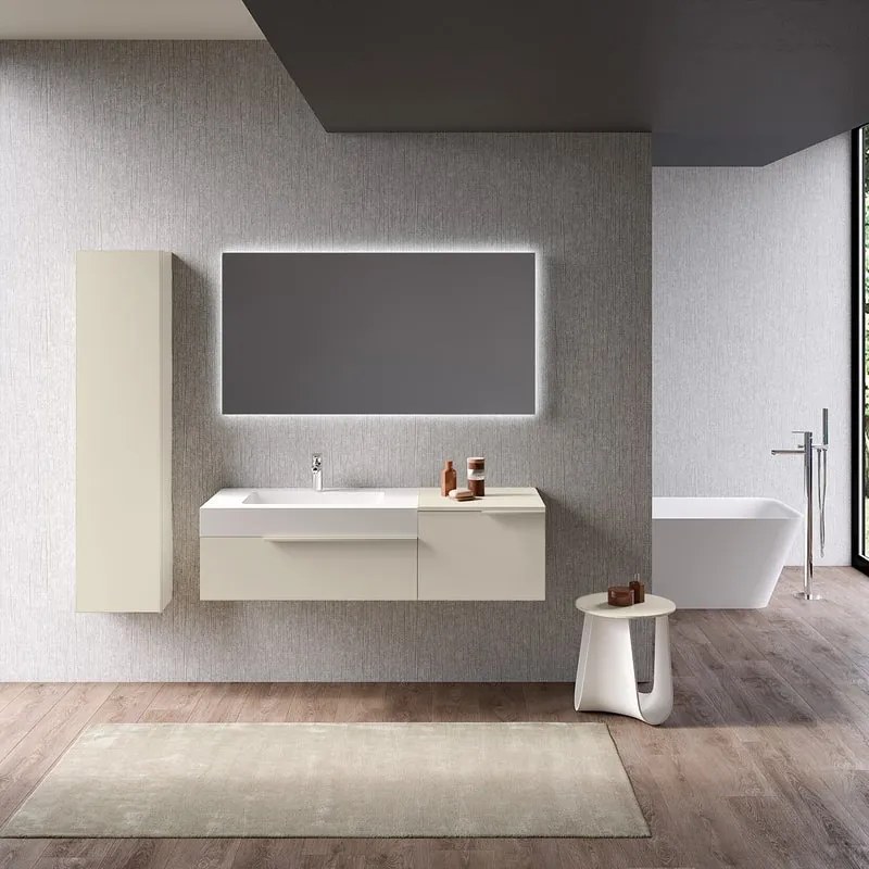 Mobile bagno sospeso con lavabo L 135 x H 36 x P 51 cm pesca per vasca a sinistra Ginevra