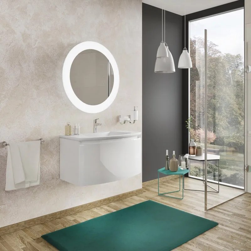 Mobile sottolavabo e lavabo Sole bianco lucido L 80 cm