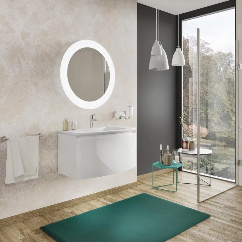 Mobile sottolavabo e lavabo Sole per vasca centrale bianco lucido L 80 cm