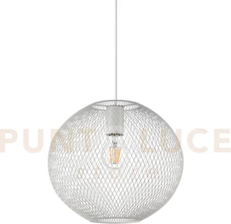 Net sospensione in rete metallica 1 luce attacco e27 29,5cm bianca