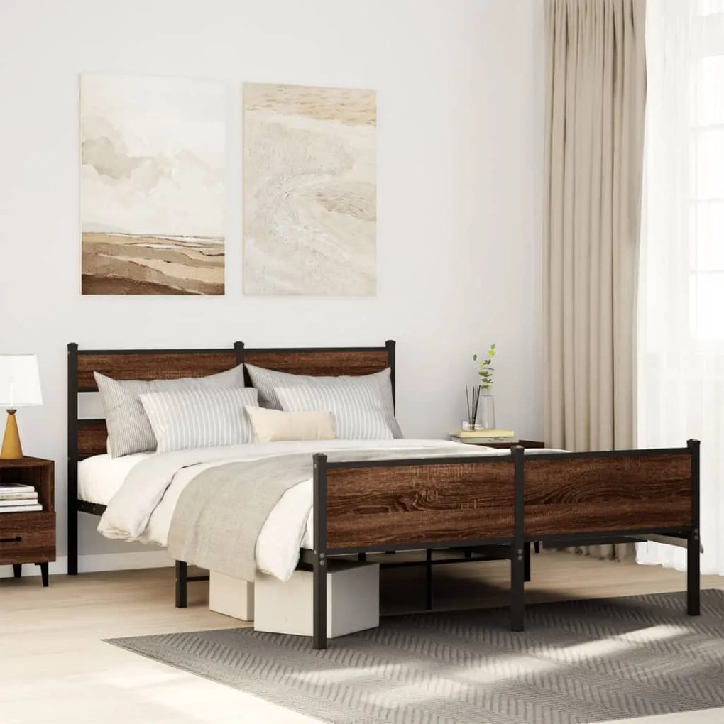 Giroletto Senza Materaso İn Metallo Rovere Marrone 160x200 Cm /