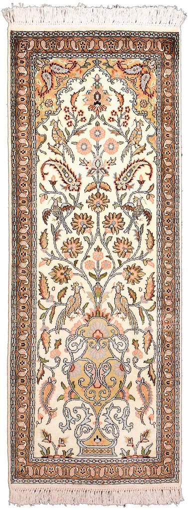 Cashmere Silk Tappeto 50x130 Beige (Indian) Annodato A Mano