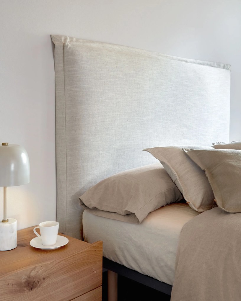 Kave Home - Testiera sfoderabile Tanit in lino bianco per letto da 160 cm