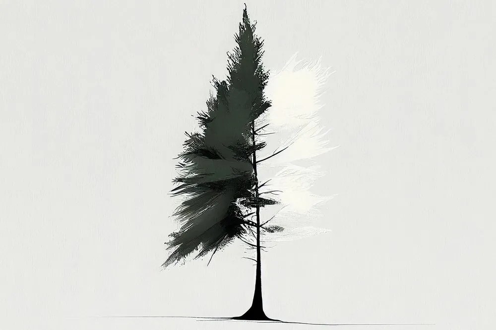Stampa su tela – Albero sempreverde minimalista
