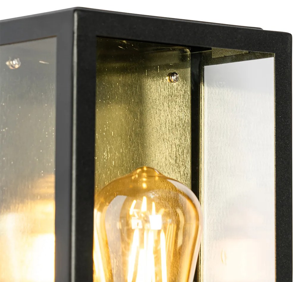 Lampada da parete per esterni nera con sensore crepuscolare oro - Rotterdam