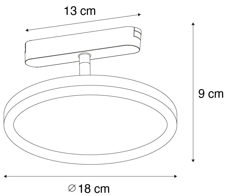 Faretto moderno nero per sistema binario monofase con LED incluso - Magnetic Puk