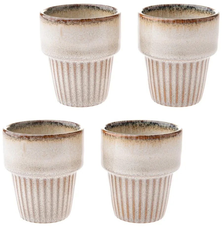 Tazzine in set per espresso color crema in gres 4 pz 100 ml Tone – Dakls