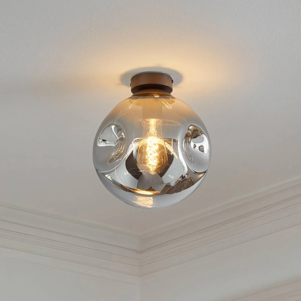 Plafoniera soffitto Valentina Lindby, dimmerabile, Alluminio / Grigio / Zincato, Corridoio, Vetro, Design, Plafoniera