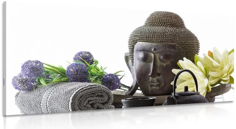 Quadro su tela – Natura morta wellness con Buddha