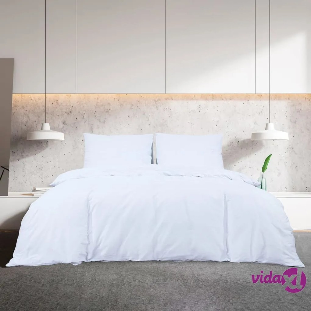 vidaXL Set Copripiumino Bianco 225x220 cm in Cotone