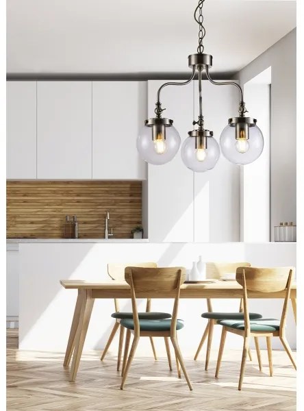 Lampadario a sospensione con catena BALLET 3xE27/40W/230V cromo opaco