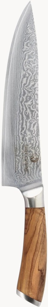 Coltello da chef in acciaio damascato con manico in legno d'olivo Chef Cuisine