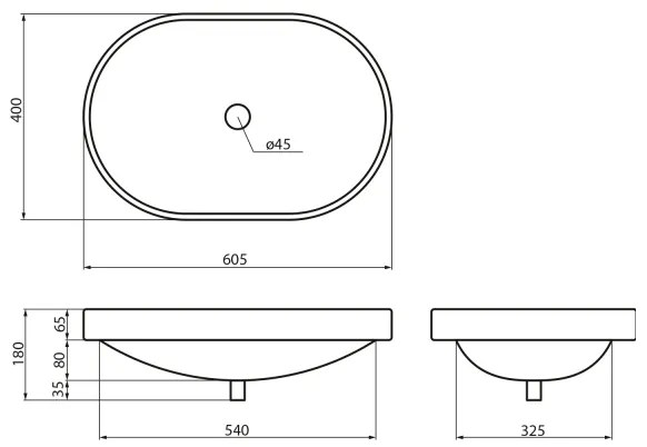 Sapho - Lavabo da incasso LIMA 60x40 cm ceramica/bianco