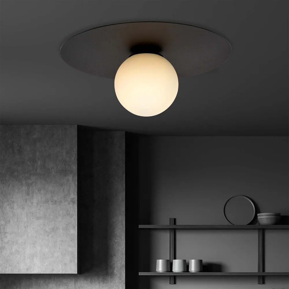 Lampada da soffitto Solar, Nera con sfera satinata E14 Colore del corpo Nero