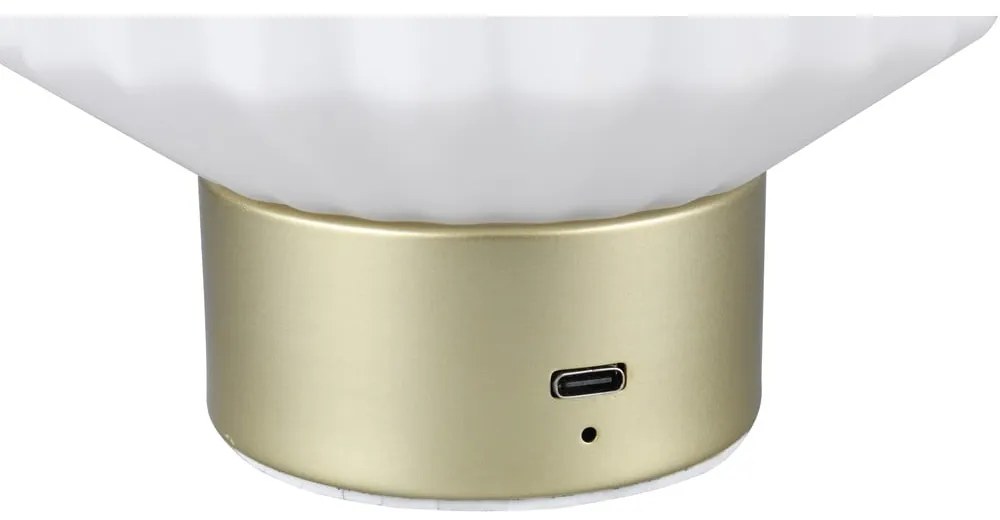 Lampada da tavolo LED dimmerabile in bianco e oro con paralume in vetro (altezza 19,5 cm) Lord - Reality