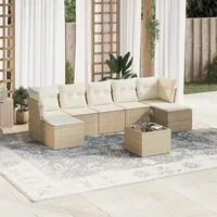 Set Divano da Giardino 8 pz con Cuscini Beige in Polyrattan 3249877